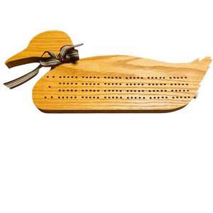 Hand Carved Wooden‎ Duck Cribbage Board